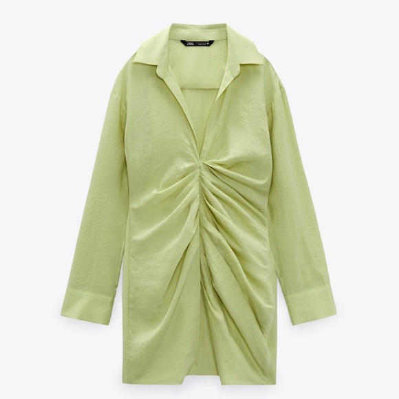 Zara | Dresses | Green Zara Linen Dress | Poshmark